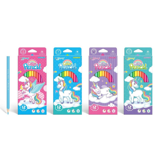 Ξυλομπογιές Λεπτές Μονόκερος 24τμχ 4 Σχέδια Σ4