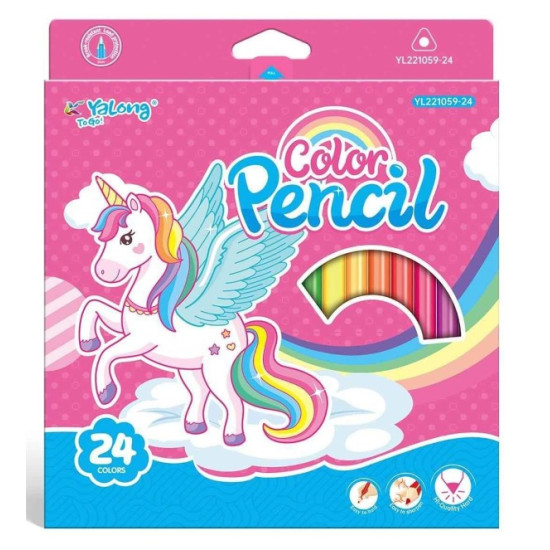 Ξυλομπογιές Λεπτές Μονόκερος 24τμχ 4 Σχέδια Σ4