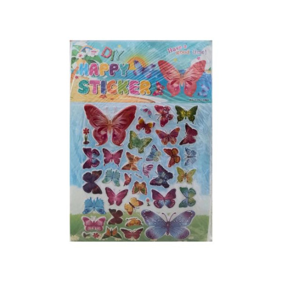 Αυτοκόλλητα Πεταλούδες & Καρδούλες Puffy 3D Με Χρωμοσελίδα 19x31,5x0,5cm Σ20