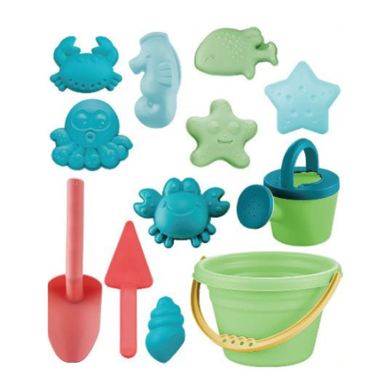 Σετ Άμμου-Θάλασσας Κουβαδάκι 11x17cm, Ποτιστήρι & Αξεσουάρ 12τμχ 2 Χρώματα