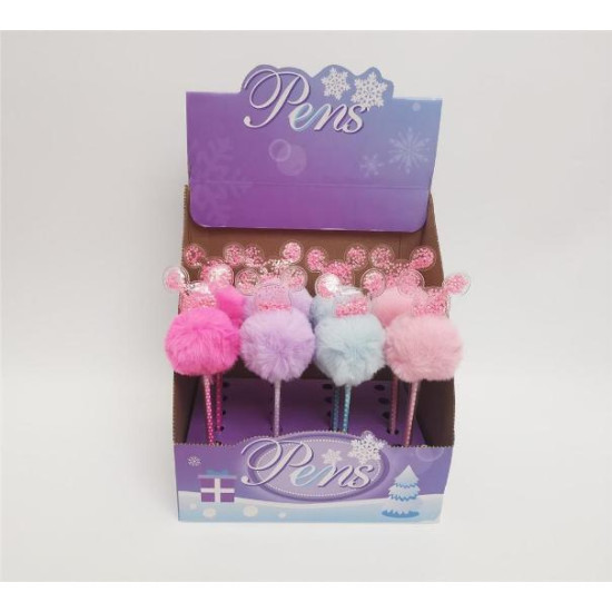 Στυλό Ποντικάκι Με Pompon Διάφορα Χρώματα 20cm Display 16