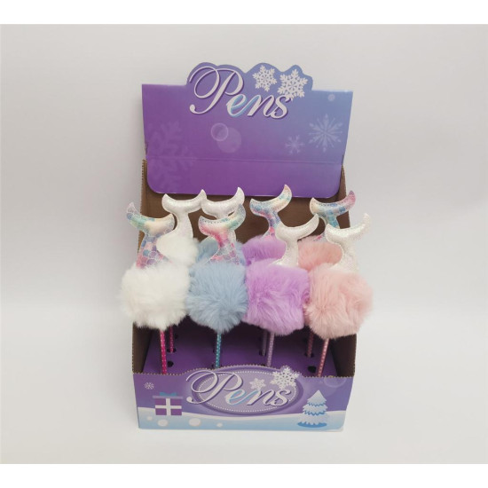 Στυλό Ουρά Γοργόνας Με Pompon Διάφορα Χρώματα 23cm Display 16