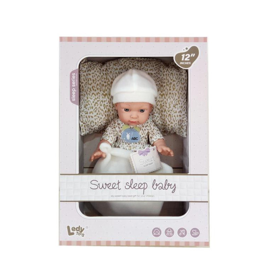 Κούκλα Μωρό 30cm Με Μαξιλαράκι & Κουβέρτα 26x12,5x37cm Σ12