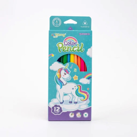 Ξυλομπογιές Λεπτές Μονόκερος 12τμχ 4 Σχέδια Σ12