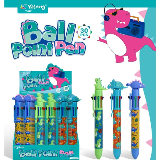 Στυλό 8 Χρωμάτων Δεινοσαυράκια 0,5mm 3 Σχέδια  13x15x16cm Display 30