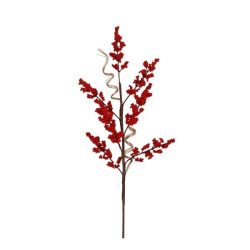 Χριστουγεννιάτικο Διακοσμητικό Κλαδί Με Κόκκινους Καρπούς & Χρυσά Κλαδιά 64cm Σ300