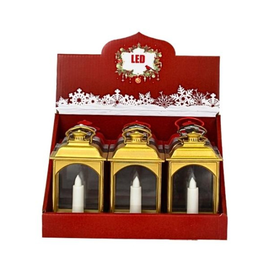 Διακοσμητικό Φανάρι Με Κερί Led Διάφορα Χρώματα 7,5x4x13cm Display 12