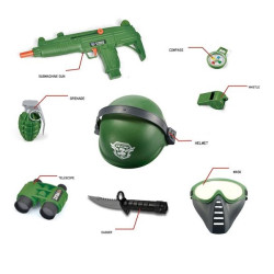 Σετ Στρατιωτικού Με Όπλο, Κράνος, Μάσκα, Αξεσουάρ & Ήχο 8τμχ Σ24