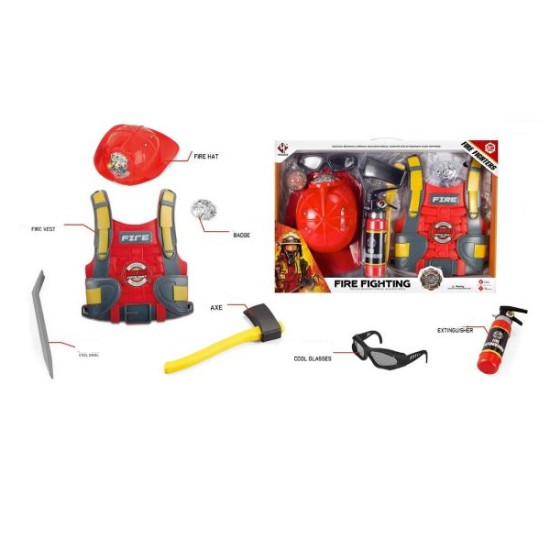Παιδικό Σετ Πυροσβέστη Με Γιλέκο Και Αξεσουάρ 7τμχ 59x40x5,5cm