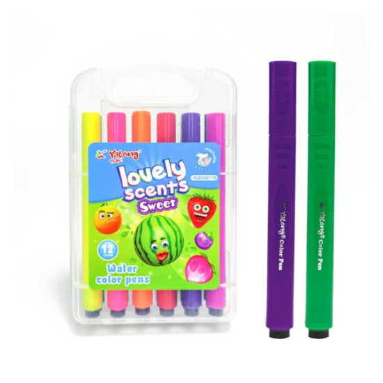 Μαρκαδόροι Χοντροί Αρωματικοί Φρούτα 12τμχ Σε Κασετίνα 4 Σχέδια Σ36