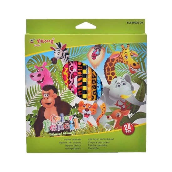 Ξυλομπογιές Λεπτές Τριγωνικές 24τμχ 4 Σχέδια