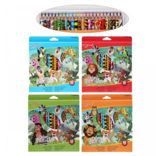 Ξυλομπογιές Λεπτές Τριγωνικές 24τμχ 4 Σχέδια