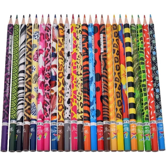 Ξυλομπογιές Λεπτές Τριγωνικές 24τμχ 4 Σχέδια