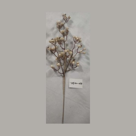 Χριστουγεννιάτικο Διακοσμητικό Κλαδί Σαμπανί Με Καρπούς Μικρά Ρόδια & Πέρλες 50cm Σ120