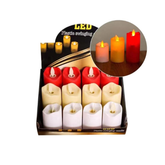 Κερί Led 3 Χρώματα 5x5x7cm Display 12