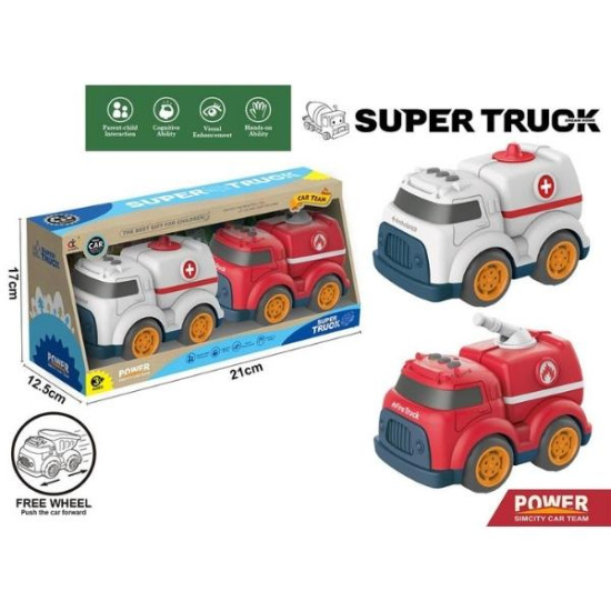 Σετ Οχημάτων Διάσωσης Ασθενοφόρο-Πυροσβεστικό 2τμχ 38x17x12,5cm Σ15