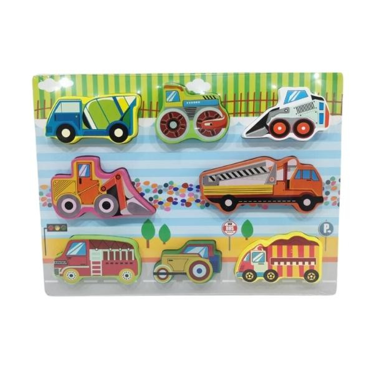 Παζλ Ξύλινη Καρτέλα Με Οχήματα 8τμχ 30x22cm