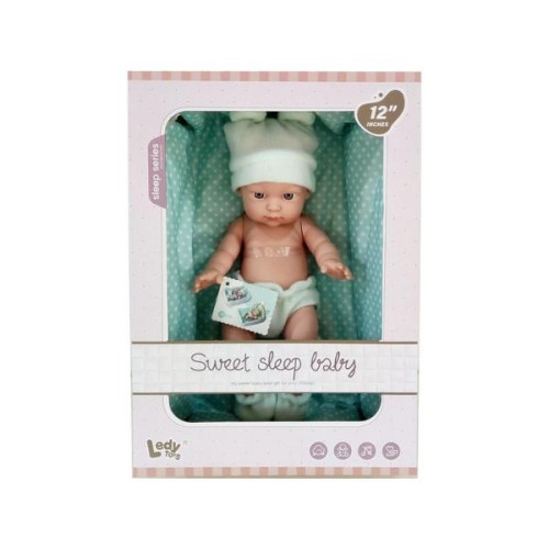 Κούκλα Μωρό 30cm Με Σκουφί & Πουά Port Bebe 26x12,5x37cm