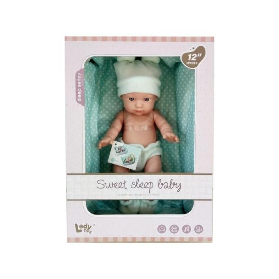 Κούκλα Μωρό 30cm Με Σκουφί & Πουά Port Bebe 26x12,5x37cm