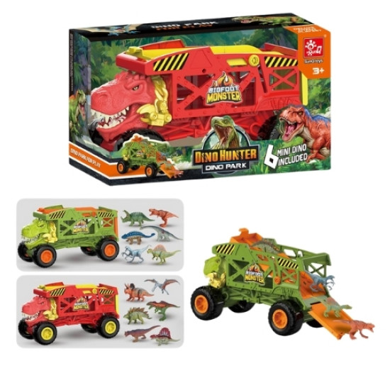 Όχημα-Δεινόσαυρος Με Ράμπα Και 6 Φιγούρες Δεινοσαύρων 2 Σχέδια 29x13,5x16cm Σ24