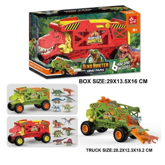 Όχημα-Δεινόσαυρος Με Ράμπα Και 6 Φιγούρες Δεινοσαύρων 2 Σχέδια 29x13,5x16cm Σ24
