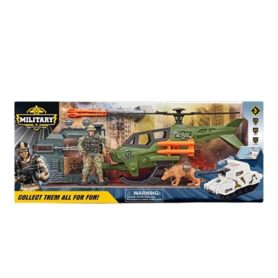 Φιγούρα Στρατιώτης Με Ελικόπτερο Με Εκτοξευτή, Σκύλο Και Εξοπλισμό Σ21