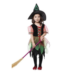 Αποκριάτικη Στολή Παιδική Μαγισσούλα Πράσινο-Κόκκινο L (7-9)