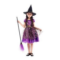 Αποκριάτικη Στολή Παιδική Μαγισσούλα Μωβ Μίντι Φόρεμα Τούλι M (4-6)