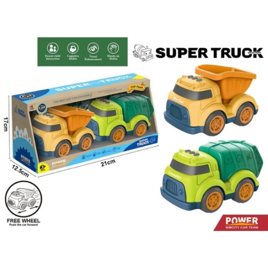 Σετ Οχημάτων Πόλης Φορτηγό-Απορριματοφόρο 2τμχ 17x11,5x11cm Σ15