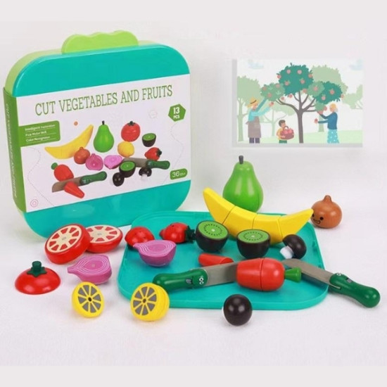 Φρούτα & Λαχανικά Ξύλινα Με Επιφάνεια Κοπής 13τχμ