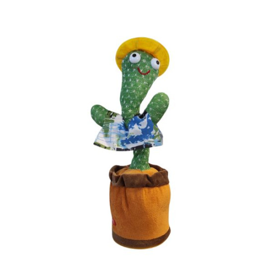 Λούτρινος Κάκτος 32cm Με Μουσική Και Φως