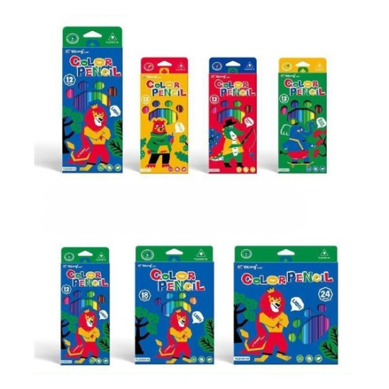 Ξυλομπογιές Λεπτές Ζούγκλα 24τμχ 4 Σχέδια Σ4