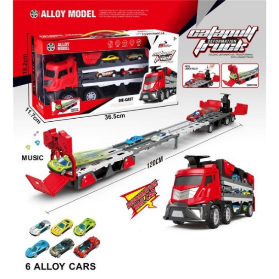 Νταλίκα Γκαράζ Με 6 Οχήματα, Εκτοξευτή Και Μουσική