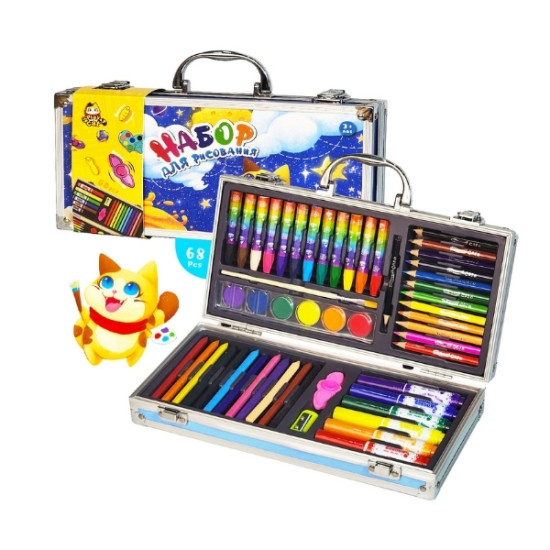 Σετ Ζωγραφικής Σε Μεταλλικό Βαλιτσάκι 68τμχ 2 Σχέδια