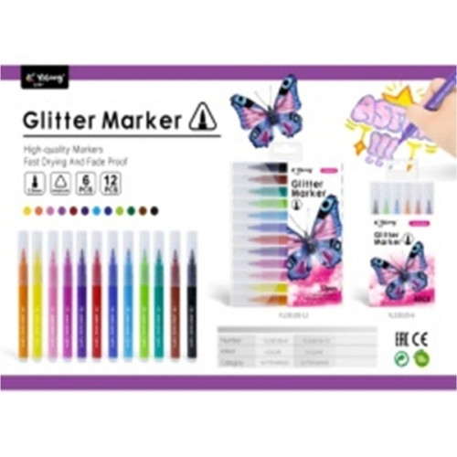 Μαρκαδόροι Χοντροί  Glitter Neon 6τμχ Σ24
