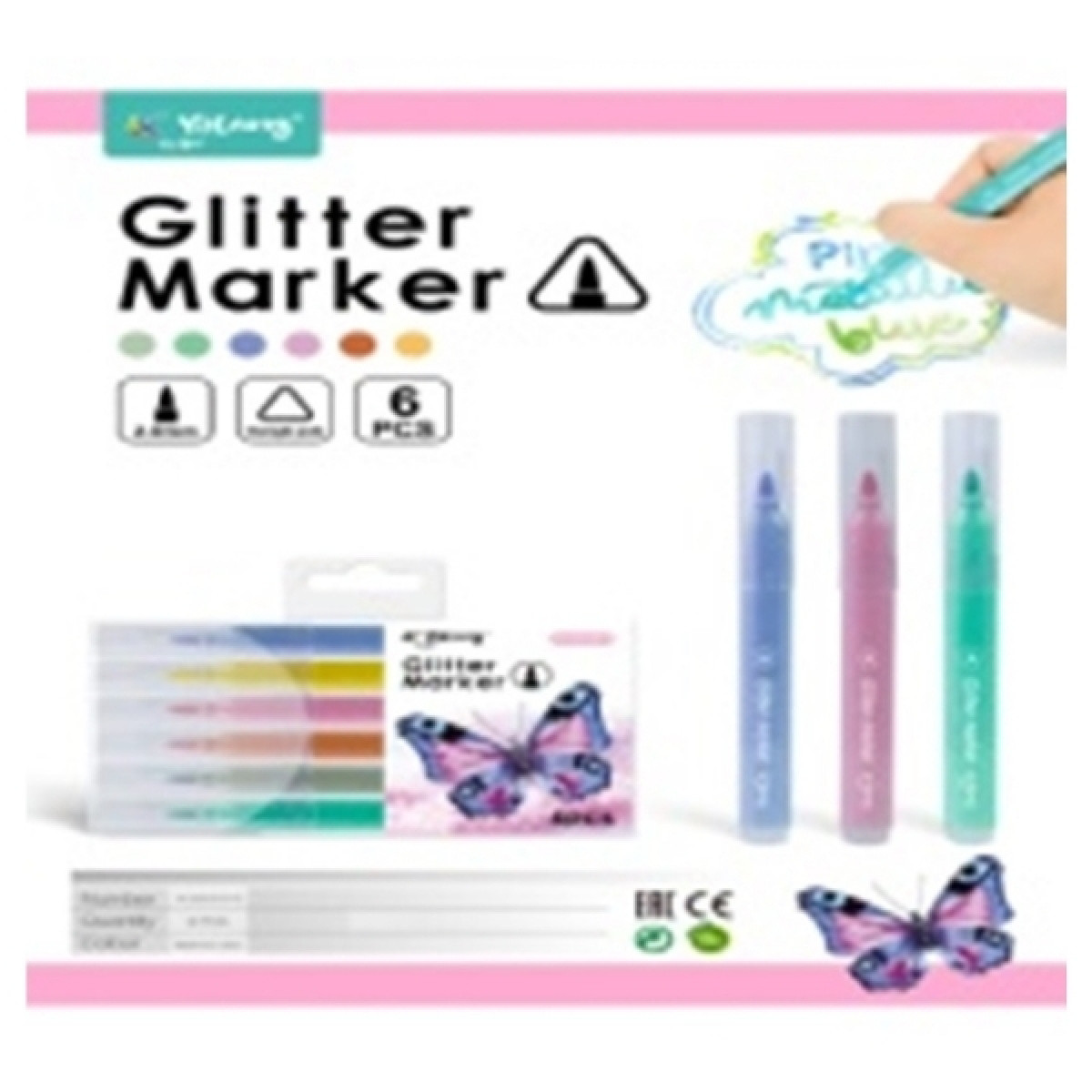 Μαρκαδόροι Χοντροί  Glitter Παλ  6τμχ Σ24