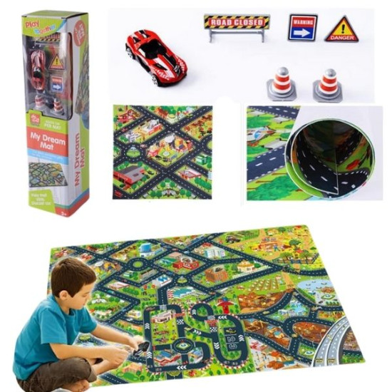 Τάπητας Παιχνιδιού Πόλη, Με Όχημα Και Σήματα 80x70cm  Διάφορα Σχέδια Σ48