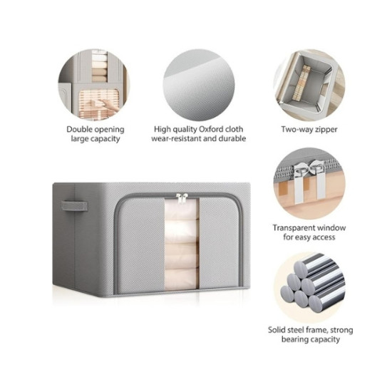 Θήκη Αποθήκευσης Ρούχων Με Σκελετό Γκρι Oxford 24lt 40x30x20cm