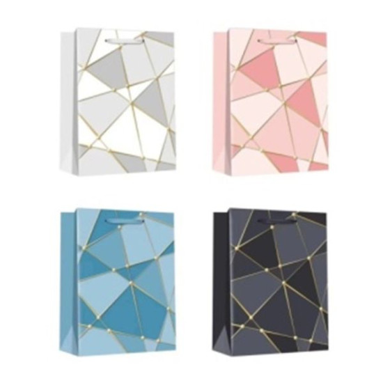 Τσάντα Δώρου Χάρτινη Γεωμετρικά Σχέδια 4 Σχέδια 40x30x12cm Σ12