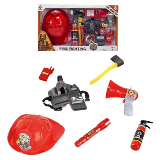 Παιδικό Σετ Πυροσβέστη Με Κράνος Και Αξεσουάρ 7τμχ Σ12