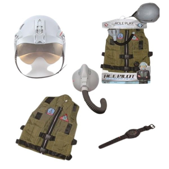 Σετ Πιλότου Μαχητικού Με Γιλέκο Και Κράνος Σε Θήκη 4τμχ