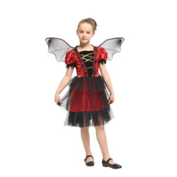 Αποκριάτικη Στολή Παιδική Νυχτεριδούλα Κόκκινο Μαύρο Με Φτερά L (7-9)