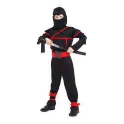 Αποκριάτικη Στολή Παιδική Ninja Μαύρη Με Κόκκινες Κορδέλες XL (10-12)