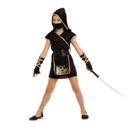 Αποκριάτικη Στολή Παιδική Ninja Μαύρη-Χρυσή Φούστα M (4-6)