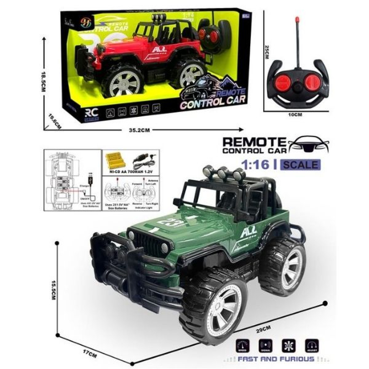 Τηλεκατευθυνόμενο Off Road 1:16 29cm 2 Χρώματα