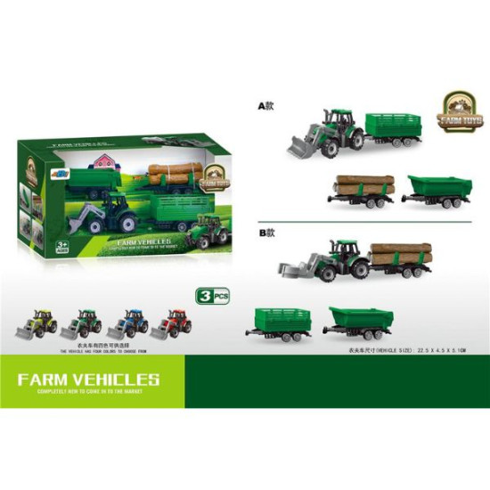 Τρακτέρ Με 3 Καρότσες & Ξύλα 2 Σχέδια