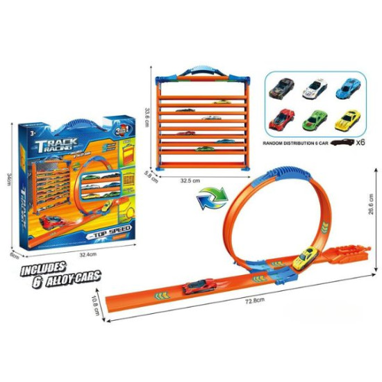 Πίστα Αυτοκινήτων Με 6 Οχήματα & Θήκη Αποθήκευσης 36 Αυτοκινήτων