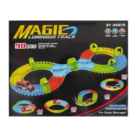 Πίστα Αυτοκινήτων Glow & Όχημα 90τμχ