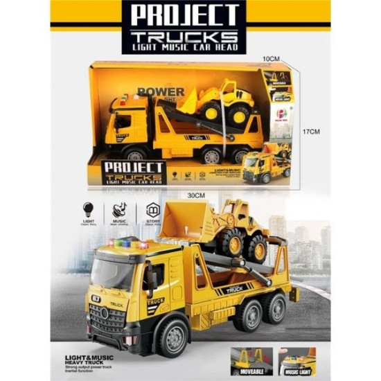 Δομικό Όχημα Φορτηγό Και Εκσκαφέας Με Μουσική Και Φως