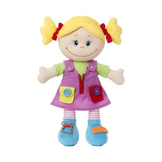 Κούκλα Πάνινη Με Μωβ Φόρεμα Με Κουμπιά 50cm